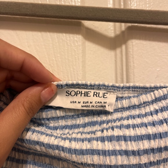 NWT Sophie Rue Smocked Blue and White Checkered Top, Size Medium - Picture 4 of 5